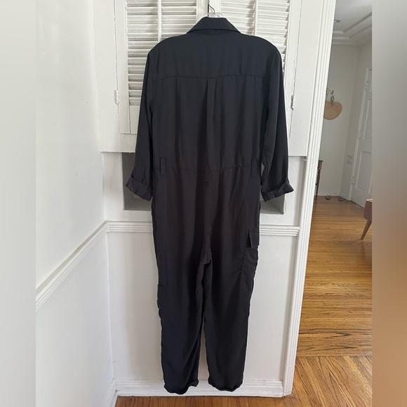 TOPSHOP Black Long Sleeve Jumpsuit with Tie Belt - Size 4 - Picture 8 of 8